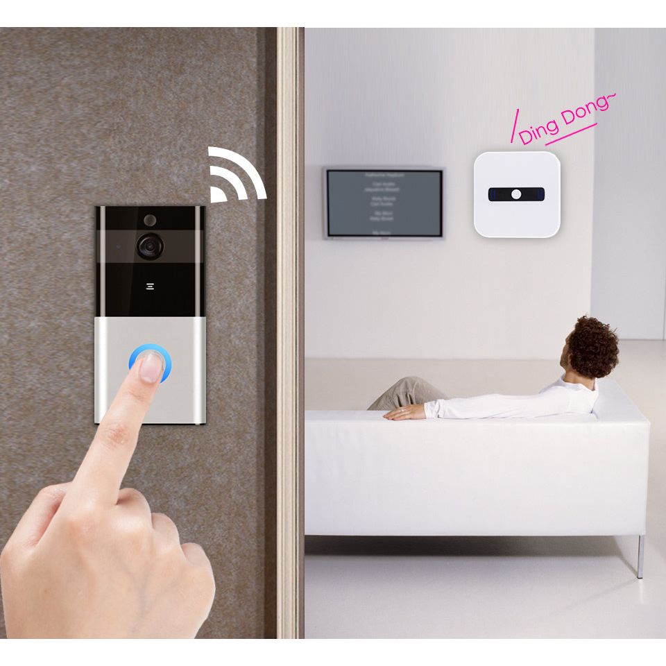 Marlboze 720P WIFI Visual Doorbell Wireless Intercom Doorbell PIR Motion Detection Night View SD card Video Smart Doorbell Ring