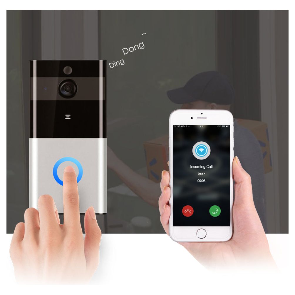Marlboze 720P WIFI Visual Doorbell Wireless Intercom Doorbell PIR Motion Detection Night View SD card Video Smart Doorbell Ring