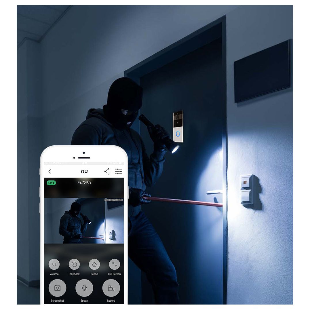 Marlboze 720P WIFI Visual Doorbell Wireless Intercom Doorbell PIR Motion Detection Night View SD card Video Smart Doorbell Ring