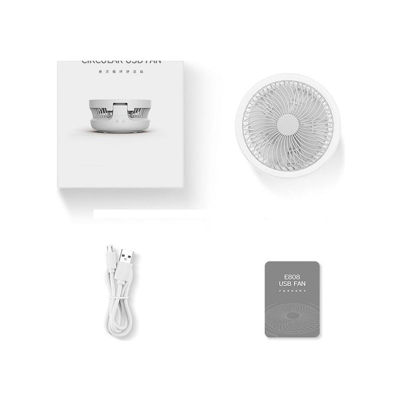 Wireless Suspended Air Circulation Fan USB Rechargeable Folding Electric Fan Night Light Touch Control 4 Wind Speed